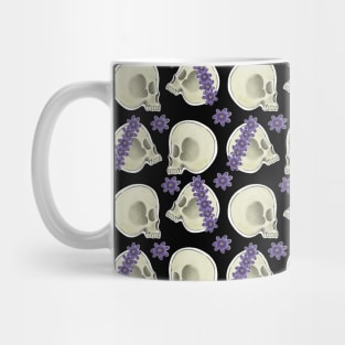 Skulls and Purple Flowers pattern Mug